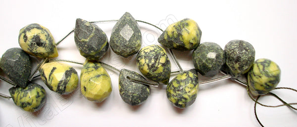 Yellow Turquoise Dark - 13x18mm Faceted Teardrop  16"