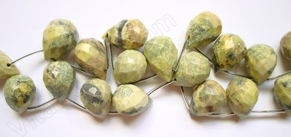 Yellow Turquoise Light - 13x18mm Faceted Teardrop  16"