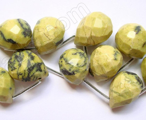 Yellow Turquoise Bright  - 13x18mm Faceted Teardrop  16"