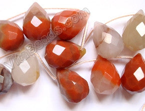 Mixed Color Carnelian  - 13x18mm Faceted Teardrop  16"