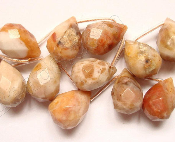 Chinese Crazy lace Agate Light - 13x18mm Faceted Teardrop 16"