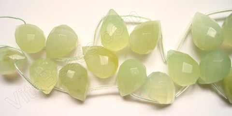 New Jade Light  - 13x18mm Faceted Teardrop 16"