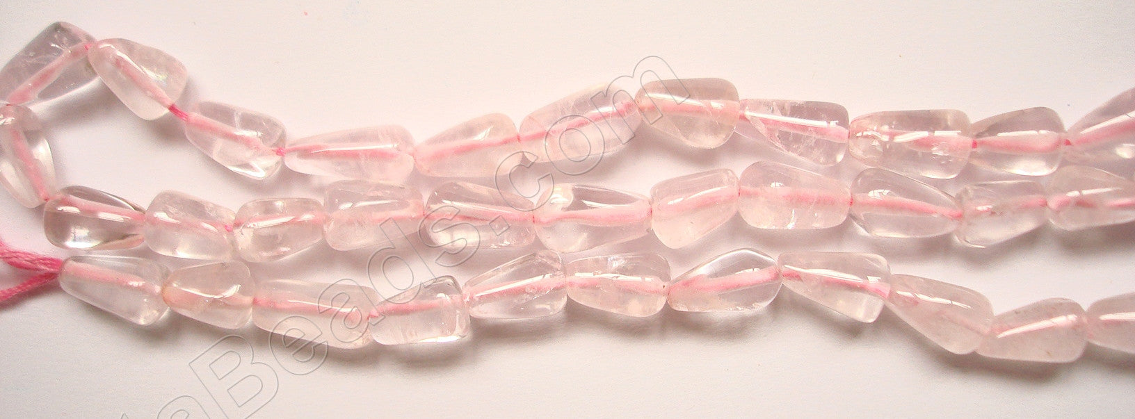 Rose Quartz  -  Plain Drop 14"   6-10mm