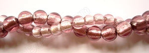 Silver Foil Glass Beads   16" Smooth Round - Fluorite Red