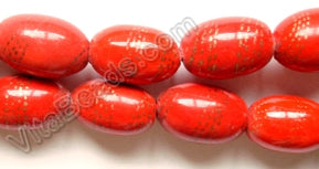 Porcelain Beads - Red   12 x 18 mm Rice Oval