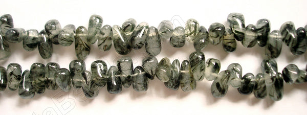 Black Rutilated Quartz  -  Plain Teardrop Side Drill     6 - 10mm