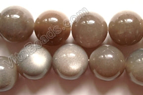 Grey Moonstone AA -  Big Smooth Round Beads  16"