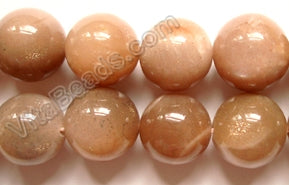 Pink Moonstone AA -  Big Smooth Round Beads  16"