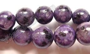 Kiwi Stone - Purple  -  Smooth Round Beads  16"    12 mm