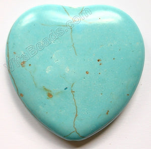 Smooth Pendant - Puff Heart Crack Turquoise