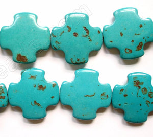 Cracked Chinese Turquoise - Dark Blue  -  Smooth Cross Sign 16"