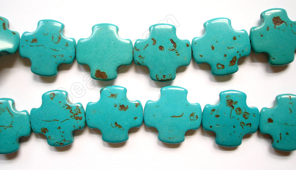 Cracked Chinese Turquoise - Dark Blue  -  Smooth Cross Sign 16"