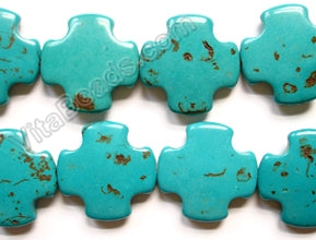 Cracked Chinese Turquoise - Dark Blue  -  Smooth Puff Square Cross Sign 16"