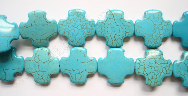 Cracked Chinese Turquoise - Blue  -  Smooth Cross Sign 16"