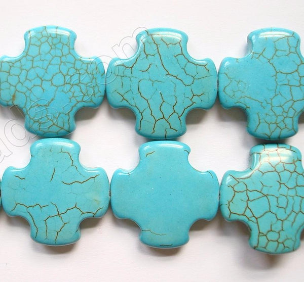 Cracked Chinese Turquoise - Blue  -  Smooth Cross Sign 16"