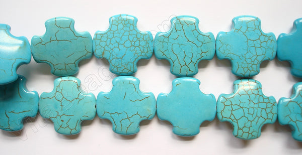Cracked Chinese Turquoise - Blue  -  Smooth Puff Square Cross Sign 16"