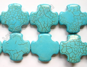 Cracked Chinese Turquoise - Blue  -  Smooth Puff Square Cross Sign 16"