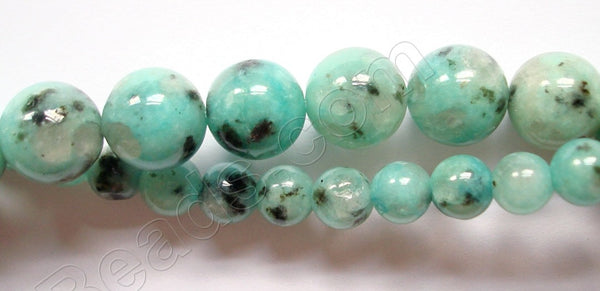 Green Kiwi Stone Light  -  Smooth Round Beads  16"