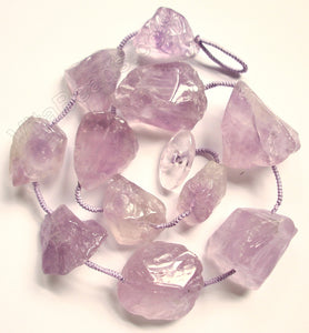 Graduated Rough Nuggets Necklace 20" Amethyst Light