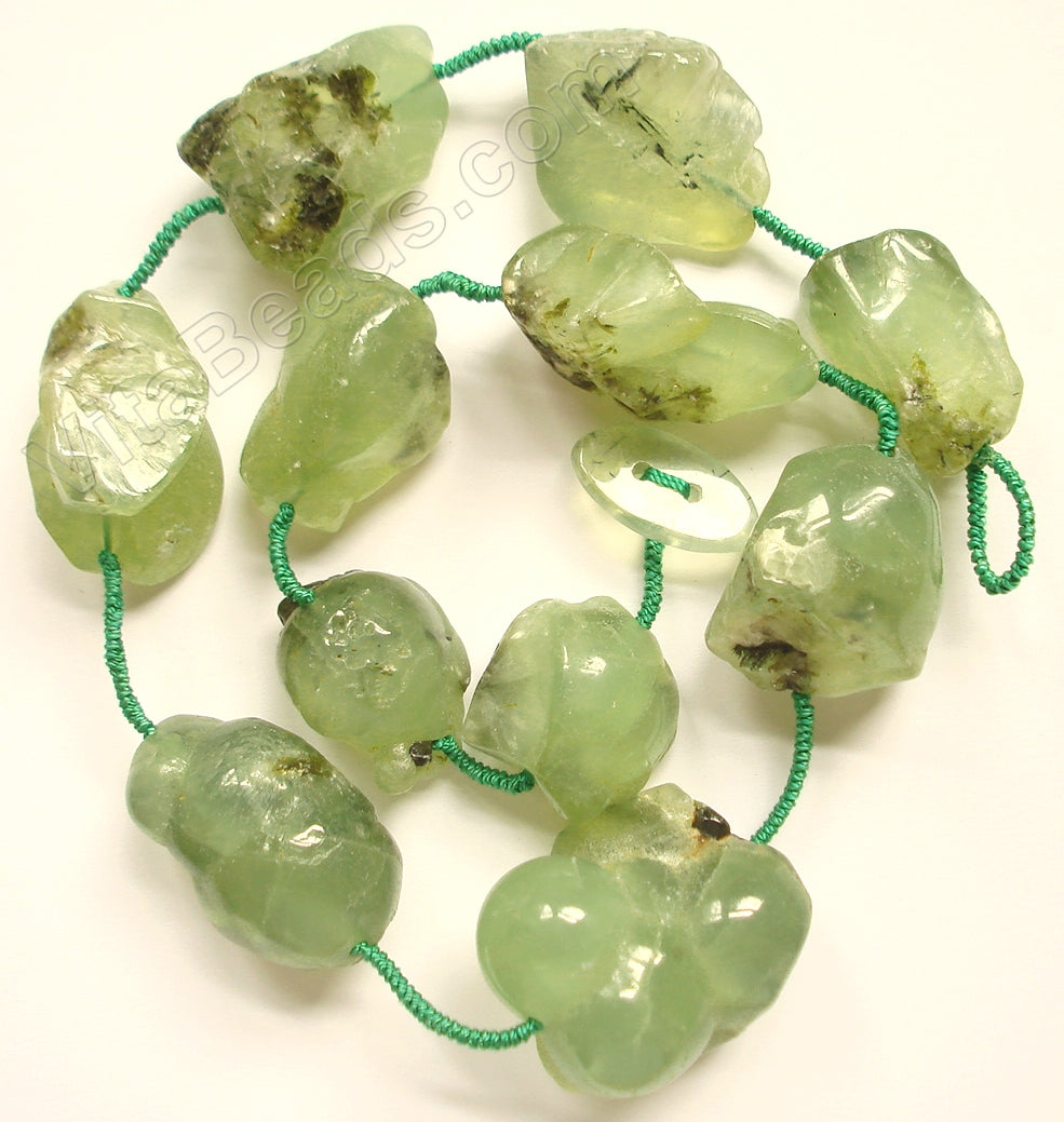 Rough Graduated Nuggets Necklace 20" Prehnite