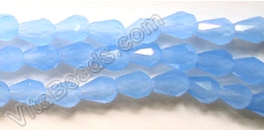 Blue Chalcedony Qtz  -  Faceted Drops Vertical Drill 12"