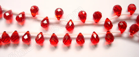 Christmas Red Crystal  - 7x10mm Faceted Teardrops  16"