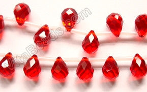 Christmas Red Crystal  - 7x10mm Faceted Teardrops  16"