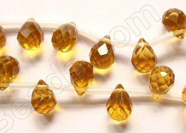 Light Amber Crystal  - 7x10mm Faceted Teardrops  16"