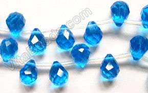 Light London Blue Crystal - 7x10mm Faceted Teardrops  16"