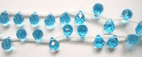 Light Ocean Blue Crystal - 7x10mm Faceted Teardrops  16"