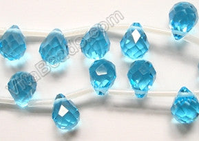 Light Ocean Blue Crystal - 7x10mm Faceted Teardrops  16"