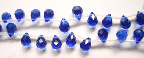 Royal Blue Crystal - 7x10mm Faceted Teardrops  18"