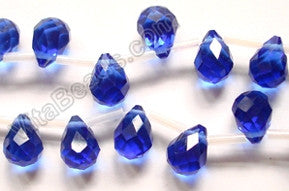 Royal Blue Crystal - 7x10mm Faceted Teardrops  18"