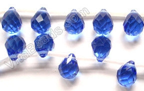 Light Royal Blue Crystal - 7x10mm Faceted Teardrops 16"