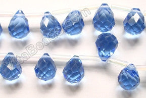 Light Navy Blue Crystal - 7x10mm Faceted Teardrops 16"