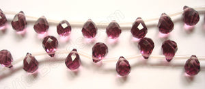 Light Red Fluorite Crystal - 7x10mm Faceted Teardrops 18"