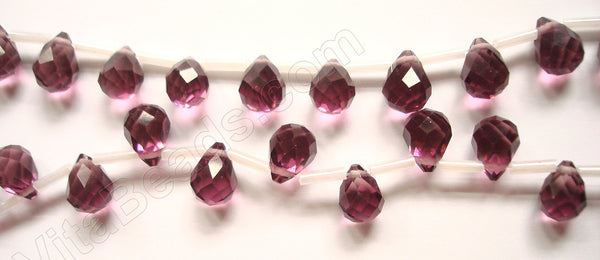 Light Red Fluorite Crystal - 7x10mm Faceted Teardrops 18"