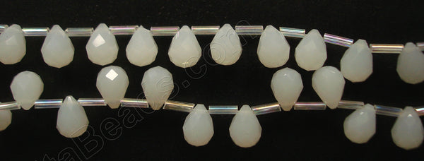 Snow Quartz  -  Faceted Teardrops  16"