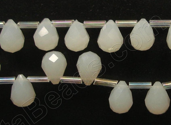 Snow Quartz  -  Faceted Teardrops  16"