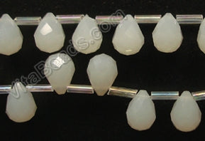 Snow Quartz  -  Faceted Teardrops  16"