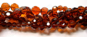 Dark Amber Crystal  -  Faceted Round  14"