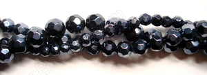 Black Metallic Crystal  -  Faceted Round  14"