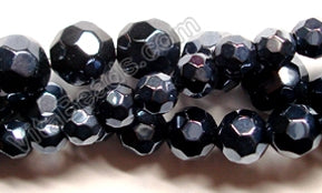 Black Metallic Crystal  -  Faceted Round  14"