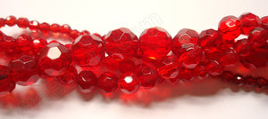 Xmas Red Crystal  -  Faceted Round  14"