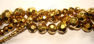 Gold Metallic Crystal  -  Faceted Round  14"