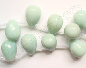 Amazonite -  Smooth Round Teardrops  16"