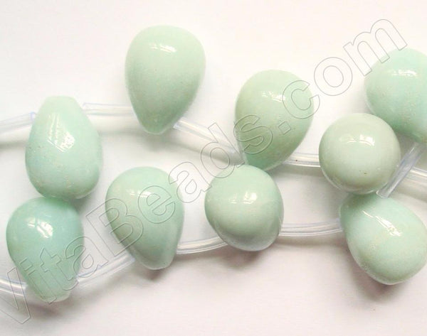 Amazonite -  Smooth Round Teardrops  16"