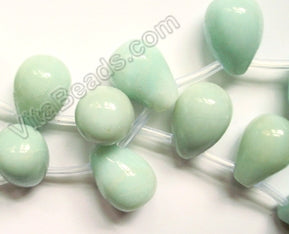 Amazonite -  Smooth Round Teardrops  16"