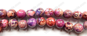 Purple Impression Jasper Light  - Smooth Round Beads 16"