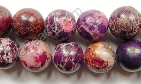Purple Impression Jasper Dark - Smooth Round Beads 16"